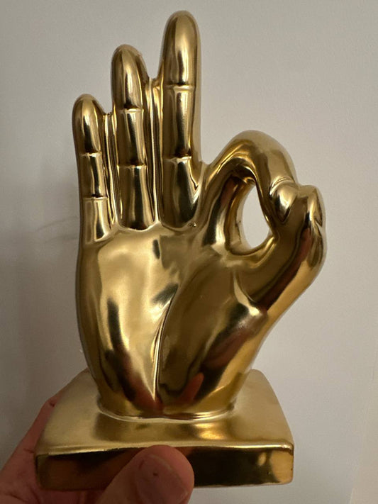Alter Ego: Golden OK Hand Sculpture